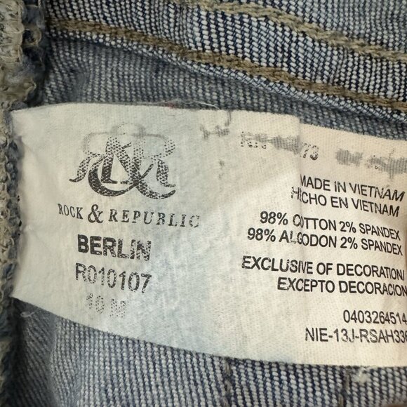 ROCK & REPUBLIC Y2K Berlin Jeans Womens 10 Light Blue Embroidered Pocket Distres - Picture 13 of 16